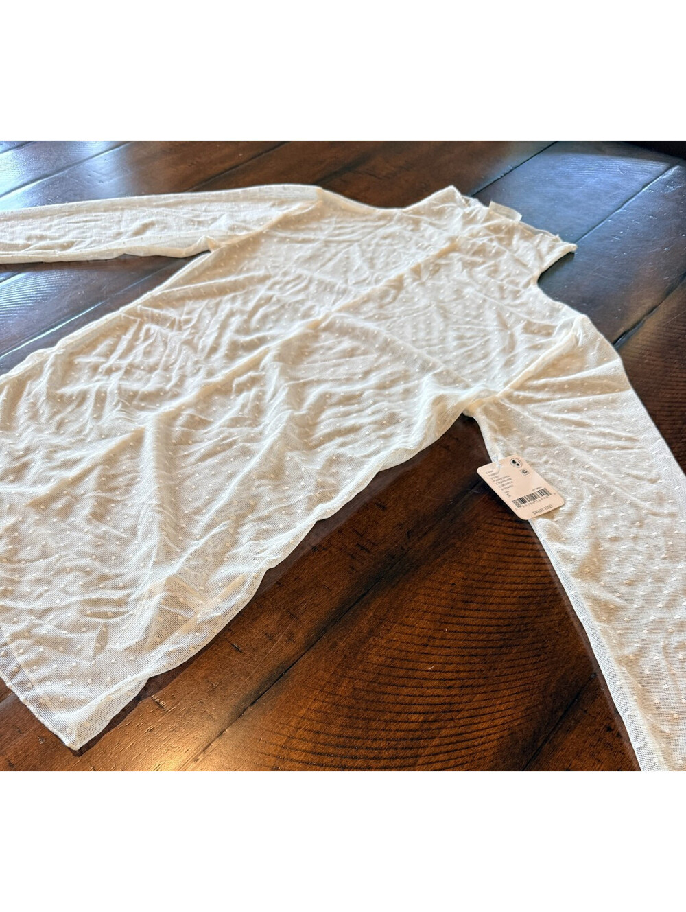 Free People Intimately Love Dove Top S Ivory Sheer Mesh Swiss Dot NWT $40